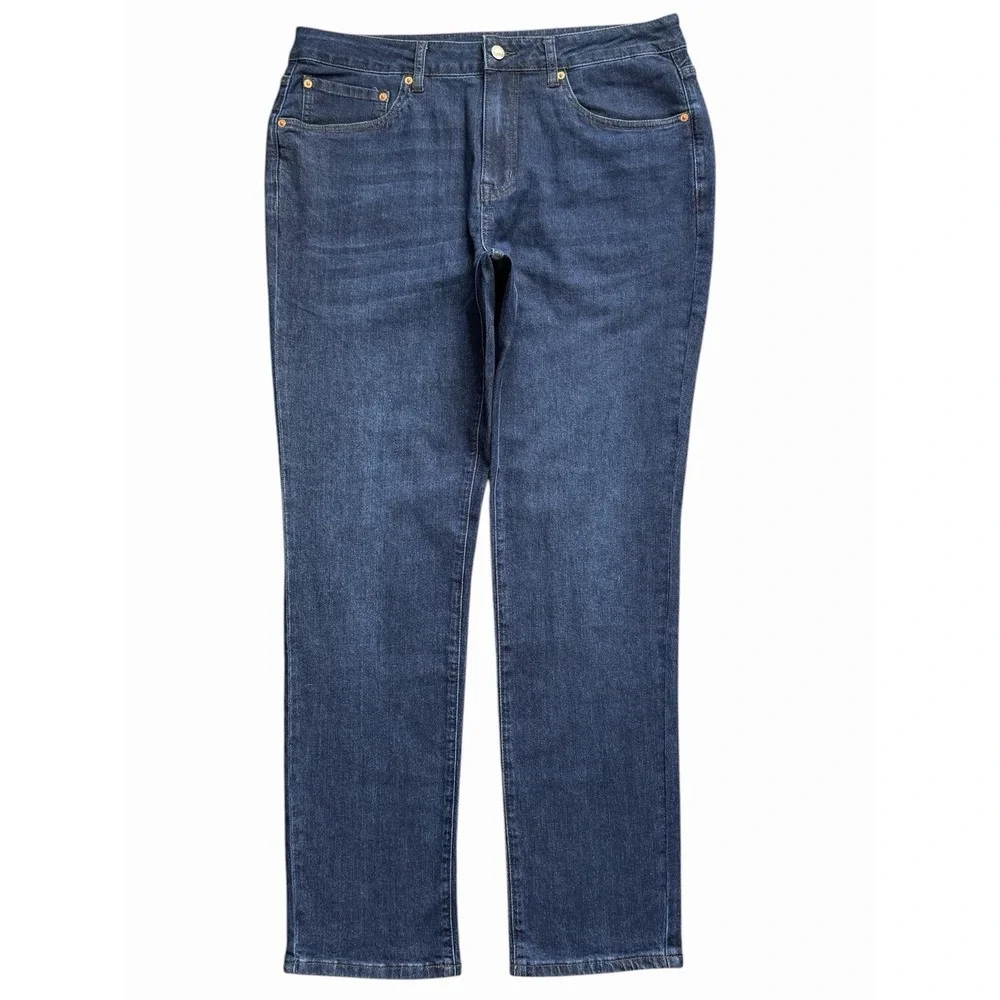 Fair Harbor Jeans Mens 34x32 Blue Deep Sea Wash Stretch Straight Leg Denim